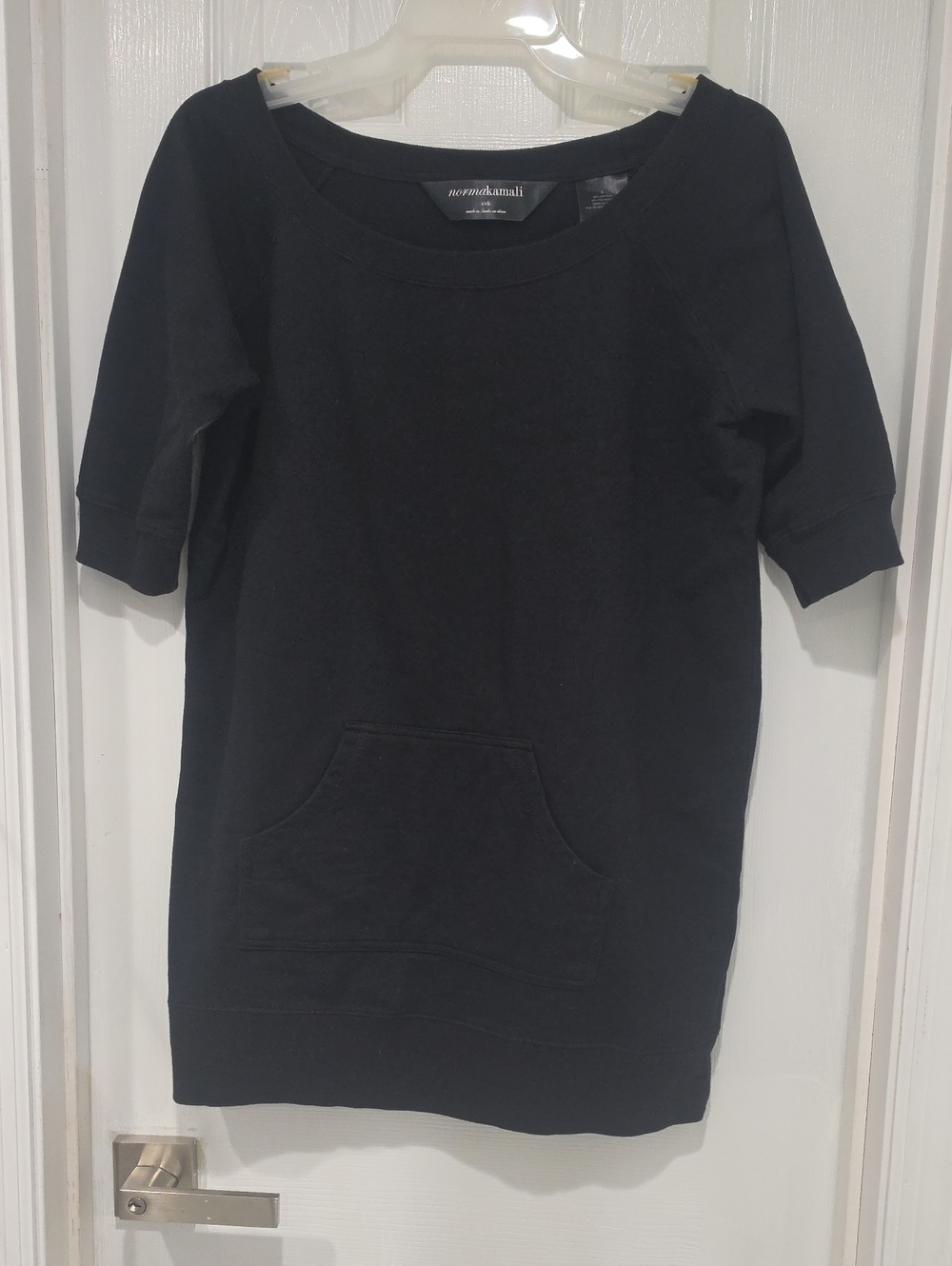 Norma Kamali Black Short Sleeve Sweatshirt Mini Dress